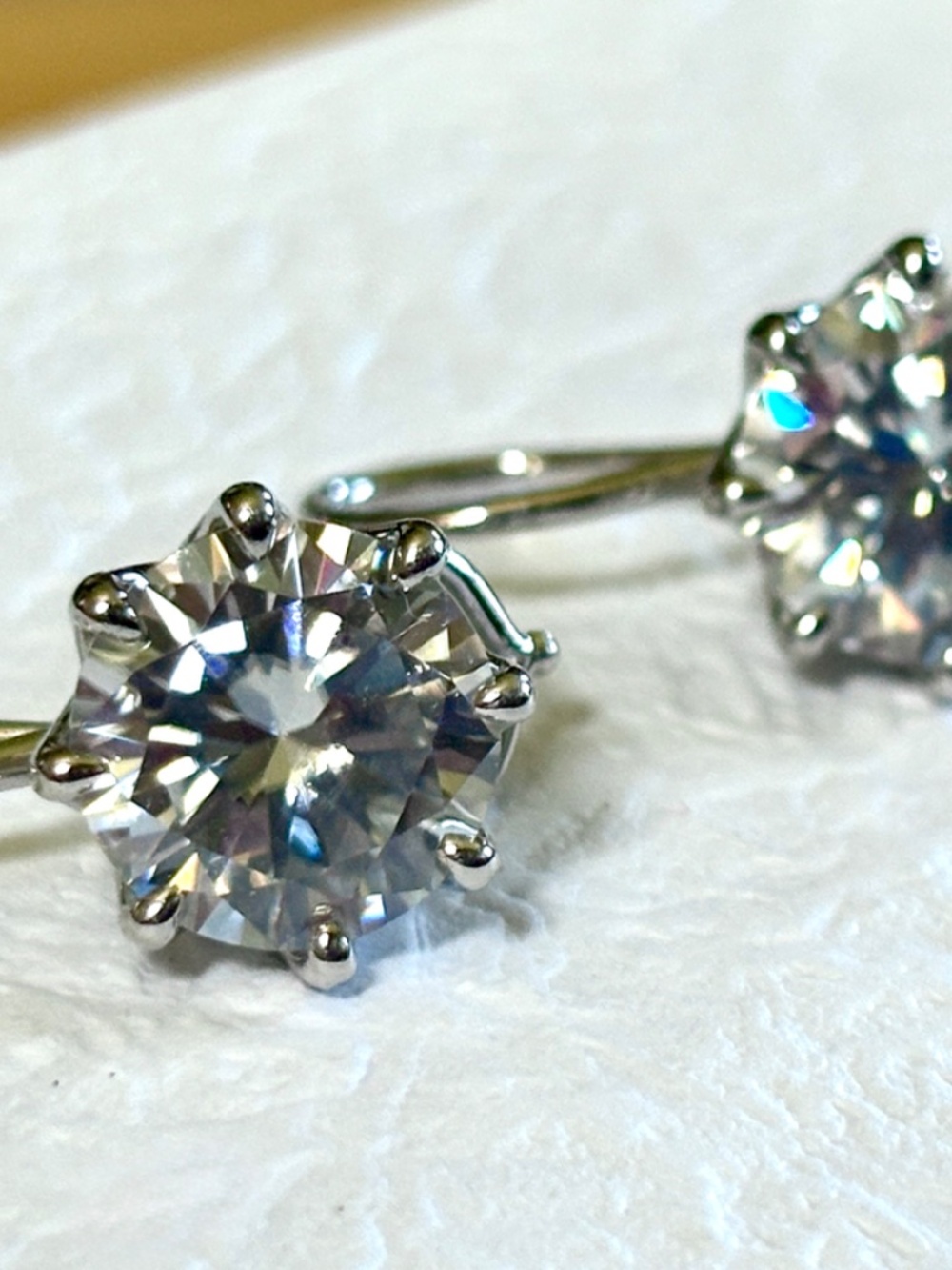 8ctw Moissanite buckle back earrings in 935 Argentium silver! Classy! - Picture 9 of 16